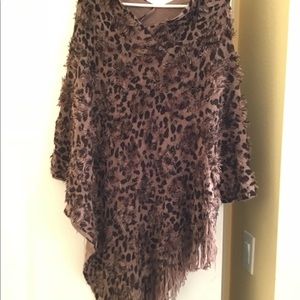 Leopard print poncho